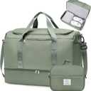 Extra Large Travel Duffle Bag,Carry on Overnight Weekend with with Shoes Compartment & Toiletry Bag,Weekender Bags for Women for Travel Business Trips Sport Hospital, Extra Large, Olive Green with Toiletry Bag