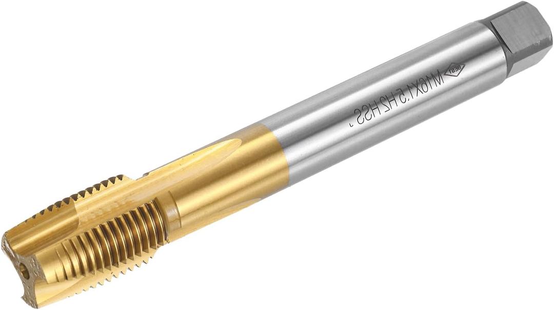 uxcell Spiral Point Plug Threading Tap M16 x 1.5 Thread, Ground Threads H2 3 Flutes, High Speed Steel HSS 6542, Titanium Coated, Metric Screw Taps Tapping Bit for Thread Repair
