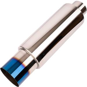 3.0 Inch Inlet 4.0 Inch Outlet Exhaust Muffler 3.0" to 4.0" Universal 18.5" Length Stainless Steel Polished Exhaust Tip Burnt Blue