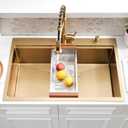 33x22 Drop in Kitchen Sink with Faucet - Gold Single Bowl, 33x22x10 Inch