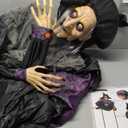 ELAMAS Animatronics 66 inch Dancing Witch Halloween Decorations - Sound Activated with Creepy Sound, Spooky Move, Light Up Eyes, Haunted House Scary Decor Horror Prop for Indoor, Outdoor, Yard Lawn