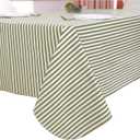 Heavy Duty Vinyl Tablecloth with Flannel Backing Waterproof Oil-Proof Plastic Table Cloth Stain-Resistant Wipeable Rectangle or Square Table Cover for Indoor and Outdoor (Stripe, 60X84 Inch)