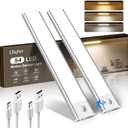 Olafus Under Cabinet Lighting, Motion Sensor 54 LED Under Cabinet Lights, 1500mAh USB Rechargeable Battery Operated Closet Lights, Dimmable& 3 Color Temperature, Stick On Magnetic for Kitchen set of 2