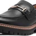 Round Toe Chunky Loafers Women Platform Loafers for Women (7, Beige)