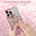 ZIYE Magnetic Case Designed for iPhone 14 Pro Glitter Case Luxury Plating Love Heart Compatible with MagSafe Clear Case with Camera Protector Protection Shockproof Cover for Women Girls-Pink