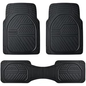 Coverado Car Floor Mats All Weather Waterproof Deep Dish Anti-Slip Car Mats Full Set, Heavy Duty Rubber Floor Mats for Cars, Universal Trim to Fit Automotive Floor Mats for Cars Trucks SUV, Black