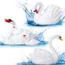Silipull 3 Pcs Floating Swan Decoys Pool Accessories Realistic Resin Swan for Pond Decorative Pool, Garden Accessory Outdoor Decorations