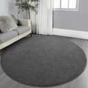 Gifeas Ultra Soft Round Area Rugs for Living Room Bedroom, 4x4 Feet Dark Grey Thickened Memory Foam Modern Indoor Circle Carpets, Non-Slip Comfy Circular Rug for Boys Girls Nursery Room Home Decor