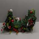 Pre-lit Christmas Garland 9FT with 100 Warm Lights, Battery Operated Xmas Garland with Pine Cedar Cones & Gradient Red Berries, Christmas Decoration for Mantle Fireplace Stair Railing Porch