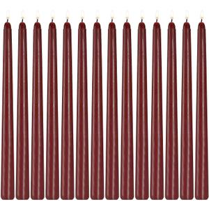 14 Pack Dark Red Taper Candles 12 Inch Tall 3/4 Inch Thick Burn 10 Hours (Burgundy)