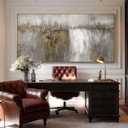 Neutral Canvas Arts Gold Wall Art Decor Framed Abstract Pictures Grey Prints Artwork for Living Room Bedroom Dining Room Home Office Decor 29x58