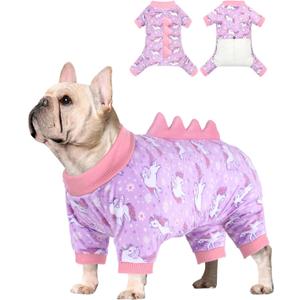 CuteBone Dinosaur Costume Dog Pajamas, Stretchy Spandex Crystal Velvet Sleepwear Coat for Dogs, Soft & Warm Pet Outfit Clothes for Cold Weather, Cozy Pullover Design COSP11M (Medium, Unicorn Style#2)