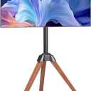 VEVOR Tripod Easel TV Stand, for 40-65 inch Flat Screen/Curved TVs Up to 99 lbs, 18 Left-Right Rotation Portable TV Stand with Oak Wood Legs, for Bedroom, Living Room, Studio, MAX VESA 600 x 400 mm