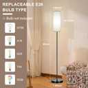 FRIDEKO HOME Floor Lamp with White Shade, Simple Design with Foot Pedal Switch, Small Tall Lamps for Living Room Bedroom Office, Corner Floor Stand Light with Black Pole Lamp (No Bulb/No Remote)