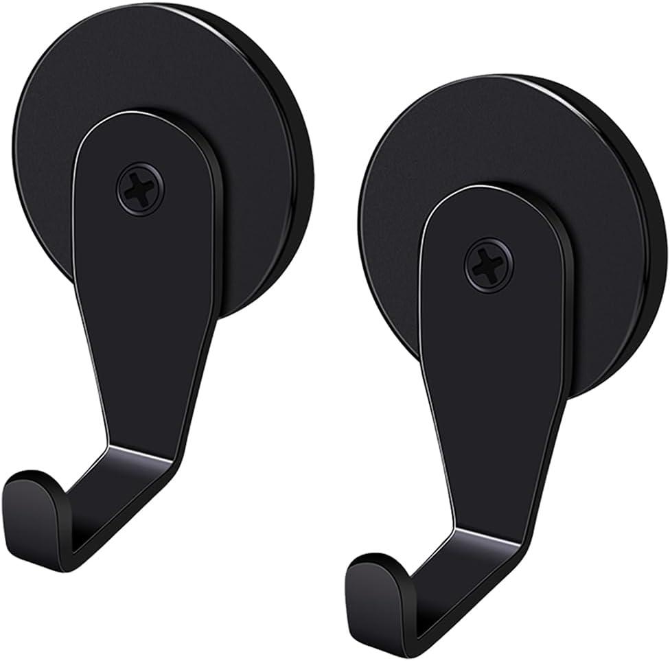Magnetic Wreath Hanger (Black Matte, Set of 2 Magnets) Heavy Duty Magnet Hook Holds up to 11lbs for Metal Doors/Surfaces for Metal Front Door and Christmas Decor