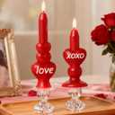 WDS WONDROUS Flameless Heart Candles Set of 2, Red LED Valentine's Day Candles - Battery Operated Love & XOXO Heart Shaped Candle for Home Decor, Wedding, Gift for Her
