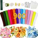 900 PCS Pipe Cleaners Bulk, 15 Colors Pipe Cleaner Flower Kit, Limpia Pipas
