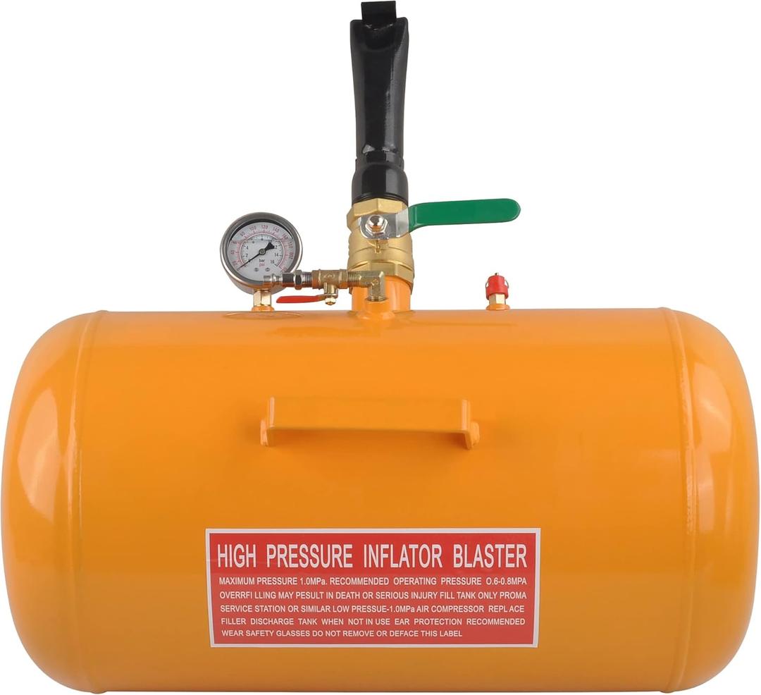 10 Gallon Vehicle Air Tire Bead Seater 145 PSI Blaster Wheel Tool Seating Inflator Truck ATV - Yellow New Feature (Orange)