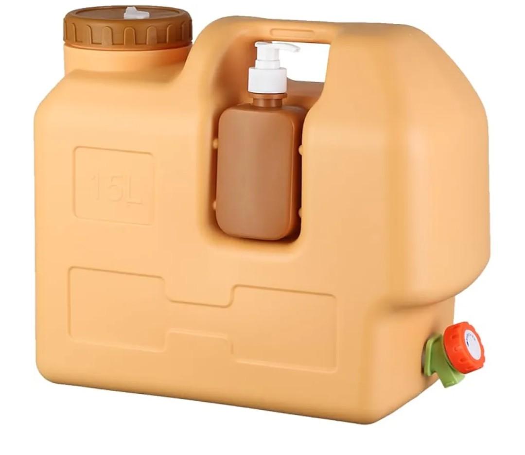 20L Water Container with Spigot Portable Water Jug for Outdoor Camping Handwashing Emergency, Brown