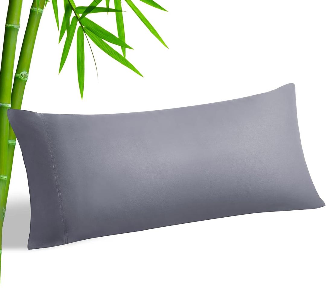 BEDELITE Body Pillow Cover, Rayon Made from Bamboo, Cooling Body Pillow Pillowcase for Hot Sleepers and Night Sweats, Breathable & Silky Soft Full Long Pillow Case Cover (Grey, 20x54 Inches)