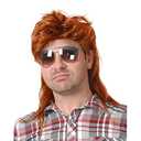Baruisi 80s Men's Mullet Wig Orange Cosplay Halloween Wig for Fancy Dress