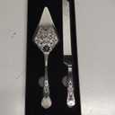Vintage Wedding Cake Knife and Server Set, Stainless Steel Cake Pie Pastry Cutting Knife & Serving Spatula Set, Premium Party Supplies for Wedding, Birthday, Anniversary & Events, Silver