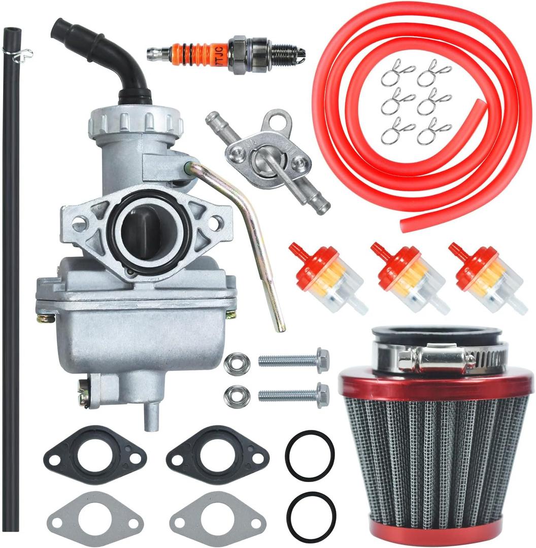 HOLATO PZ20 Carburetor Carb Air filter Fuel Line Kit for 50cc-125cc Taotao ATA-110B 125D Boulder B1 T-Force Coolster Apollo kazuma Kids ATV Four Wheeler XR70 XR80 CRF70 CRF80F Dirt Pit bike (RED)