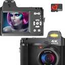 4K Digital Camera for Photography 48MP Vlogging Camera for YouTube, 3" LCD Screen, Anti-Shake,18X Digital Zoom,Compact Point and Shoot Digital Cameras for Travel