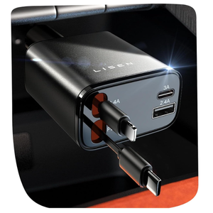 LISEN Retractable Car Charger, for Gifts for Him Her, Cars Adapter USB C Fast Charger, Car Accessories Gadgets for Men Women Travel Essentials Gift for iPhone 17 Pro Max 16 15 14 13 12, Samsung S26