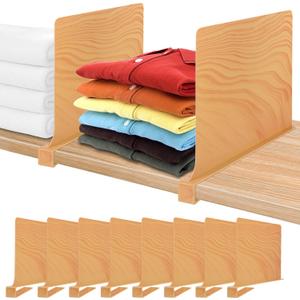 Shelf Dividers for Closet Organization 8 Pack Closet Shelf Divider Closet Dividers for Shelves Shelf Organizer for Closet Shelf Organizer for Wood Closet -Natural