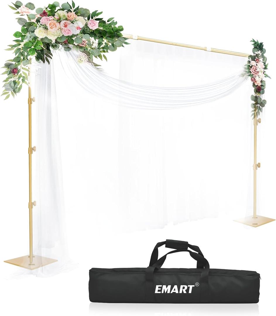 EMART Heavy Duty Backdrop Stand 8.5x10ft(HxW) Adjustable Background Support System Kit with Steel Base for Photography, Photo Backdrop Stand for Parties Birthday Video Studio - Gold