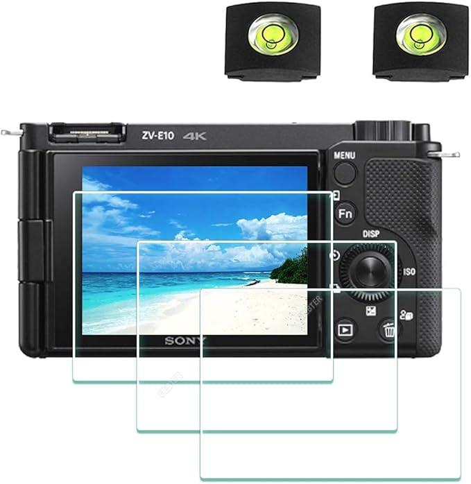 Screen Protector for Sony Alpha ZV-E10 ZVE10 ZV-1F ZV1F ZV-1 II ZV-1 ZVI ZV1II [Not for ZV-E10 II]Camera & Hot Shoe Cover ,ULBTER 0.3mm 9H Hardness Tempered Glass Cover Anti-Scrach Anti-Bubble [3+2 Pack]