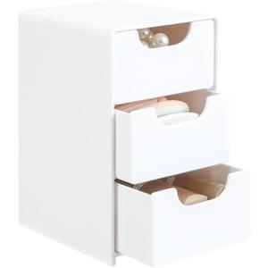 Mini White Plastic 3-Drawer Organizer for Girls Hair Accessories, Jewelry & Makeup  Small Storage Box for Clips, Scrunchies, Desk & Bathroom Essentials
