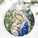Christian Religious Virgin Mary Ornament  Christmas Decoration & Christmas Ornament; Stained Glass Holiday Decoration (Holiday Present, Bauble Present, Gift Idea, Gift Exchange) | Heirloom Keepsakes
