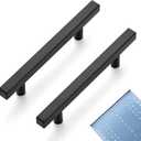 Ravinte 10 Pack 4 Inch Cabinet Pulls Black Sqaure Kitchen Cabinet Handles Matte Black Cabinet Hardware Stainless Steel Drawer Pulls 6-2/5 Inch Overall Length with Mounting Template