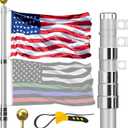 16FT Telescoping Flag Pole for Outside House,Extra Thick with US Flag