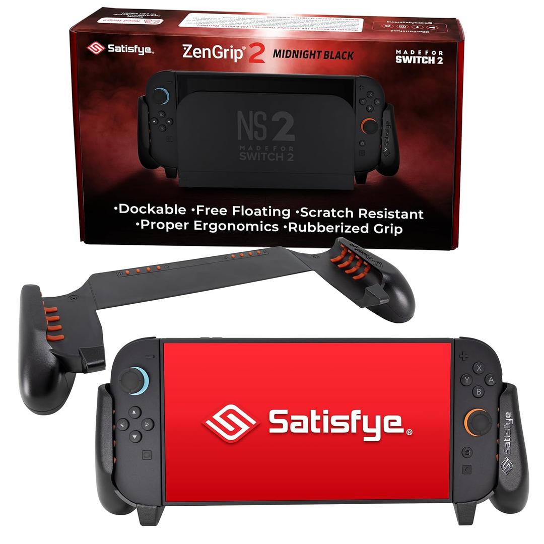 Satisfye - ZenGrip 2, Compatible with Nintendo Switch 2 - Comfortable & Ergonomic, Joy Con & Switch Control, Accessories Designed for Gamers, Black (Fits Switch 2 only)