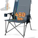 TIMBER RIDGE Oversized Camping Chair with Lumbar Support, Portable Folding Chair Heavy Duty for Adults Supports 450 LBS for Outdoor Camping, Lawn, with High Back, Cup Holder, Side Pocket - Blue