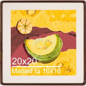 20x20 Solid Walnut Wood Picture Frame with 16x16 Mat Opening