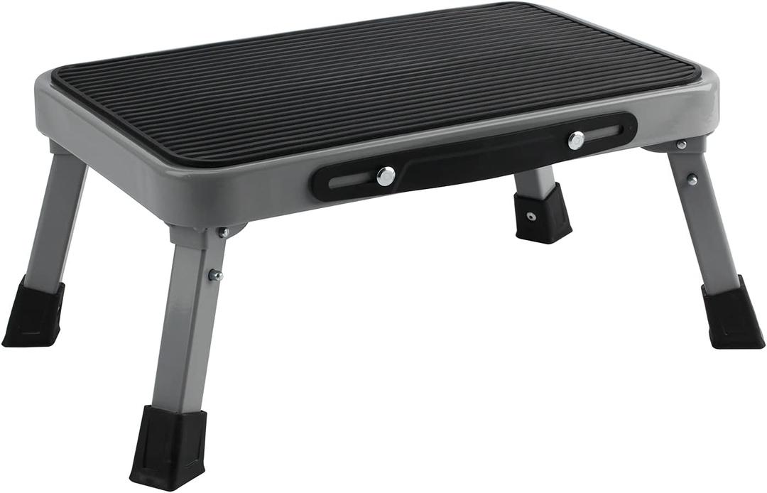 TreeLen 1-Step 330lbs Capacity Folding Metal Step Stool, Portable Step Ladder, Non-Slip, Sturdy