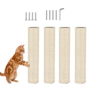 4 Pcs CatScratchingPostReplacement for Indoor 15.7 x 3.1 InchesCatsTreeReplacementParts Natural Sisal Cat Scratch Posts Refill Pole Part with M8 Screws Spare Cat Furniture Accessories