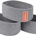 Kriitools Baskets to Store Organize Household Items/Cute Basket&Bin for Shelf Storage Woven Rope Basket for Living Room, Bedroom, Play room/13x8.66x5.11’’ Cotton Rope, Durable&Stylish, Oval 3 Packs Gray