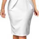 Xinlees Women's Elegant Business Dress Casual Knee Length Bodycon Pencil Dress (Large, White 5520-1)