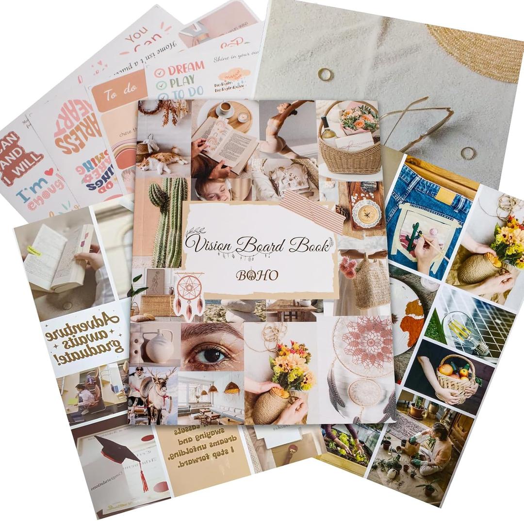 Vision Board Book for Women - 2026 Inspirational Dream Vision Board Book Magazine with 1400+ Diverse Images, Quotes & Stickers, Scrapbook Supplies, Realize Dreams and Create Life Goals