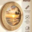 OYPEIP 24 Inch Round Natural Jute Woven Decorative Wall Mirror, Boho Wabi Sabi Textured Frame Mirror for Farmhouse Coastal Living Room Entryway Bathroom Home Decor