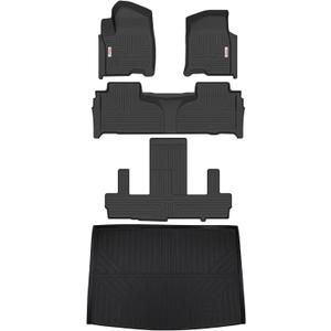 Tesson Floor Mats & Trunk Mat for Chevy Chevrolet Suburban/GMC Yukon XL/Cadillac Escalade ESV 2021-2025 2026 7 Seat, All Weather Protection Accessories Custom Full Set Liners Include 1st 2nd 3rd Row