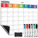 Dry Erase Magnetic Calendar for Refrigerator - Monthly Planner Magnet Whiteboard for Fridge Wall Door - Shopping, Meal/Menu, to Do List, Family Schedule Planning Board with 6 Markers - Colorful