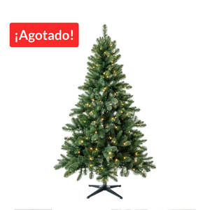 6.5' Pre-lit Christmas Tree with Clear+Multi LED, Douglas Fir, Galvanized Frame, Hinged, Includes Stand – Ideal Xmas Tree for Home & Office
