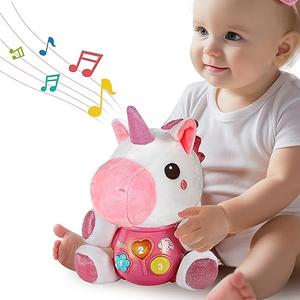 iPlay, iLearn Baby Unicorn Musical Toys, Newborn Girls Gift, Soft Unicorn Plush Stuffed Animal, Infant Light Music Time, 1st Valentine's Easter Stuffer for 0 1 2 3 6 9 12 18 Month 1-3 Yrs Toddlers
