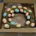 24 Inch Spring Easter Colorful Egg Wreath for Front Door, Colorful Home Decoration Easter Eggs and Berries Wreath for Indoor and Outdoor Use